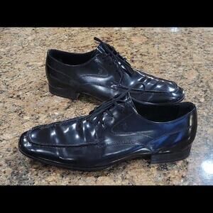 TOD'S Mens Black Shiney Leather Lace Up Derby Oxford Dress Shoes Flats 7.5 Italy